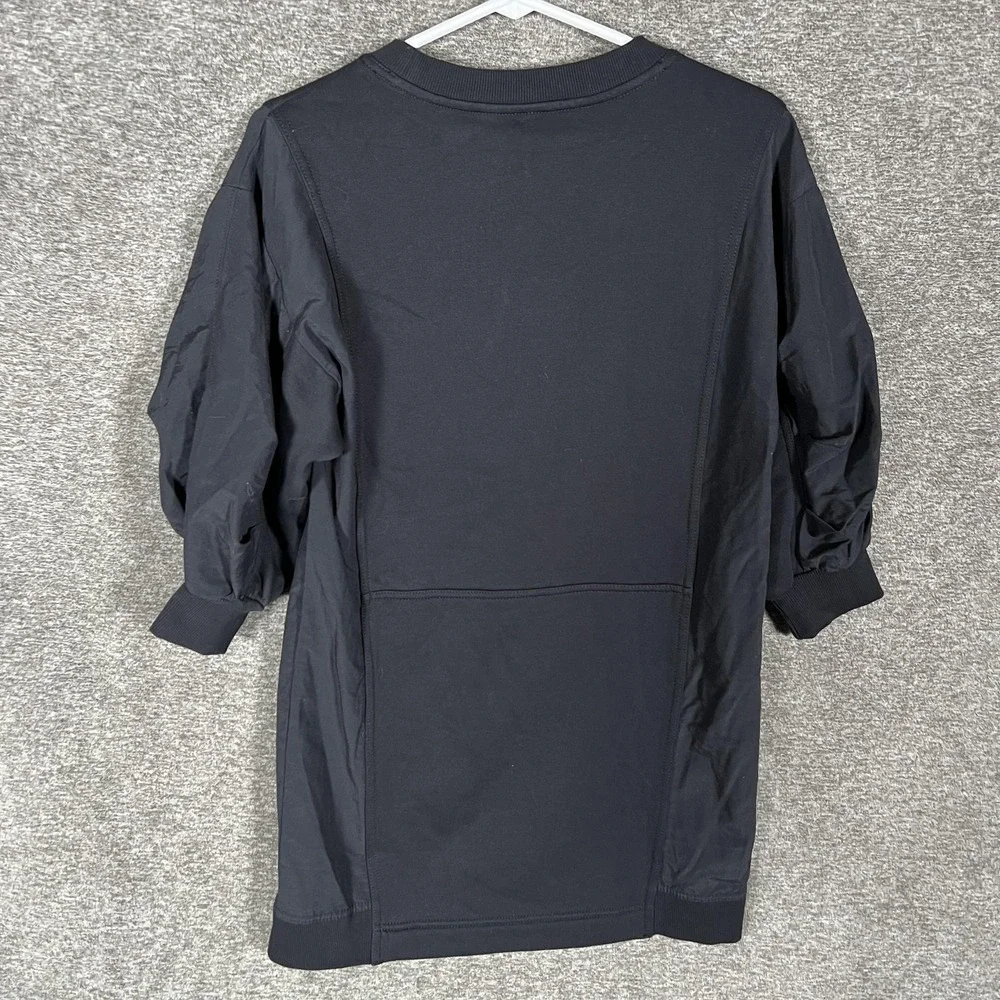 Daily Practice Sweater Dress‎ Womens 2XS Black Puff Sleeve Knit Short Casual